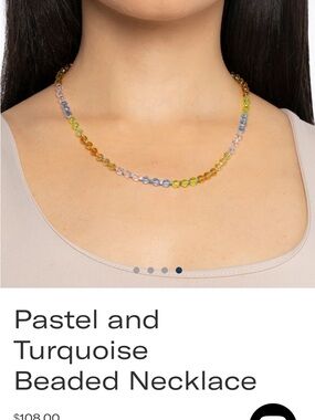 Mayamar Pastel, 24 karat gold and Real Turquoise Beaded Necklace NEW $108 MSRP